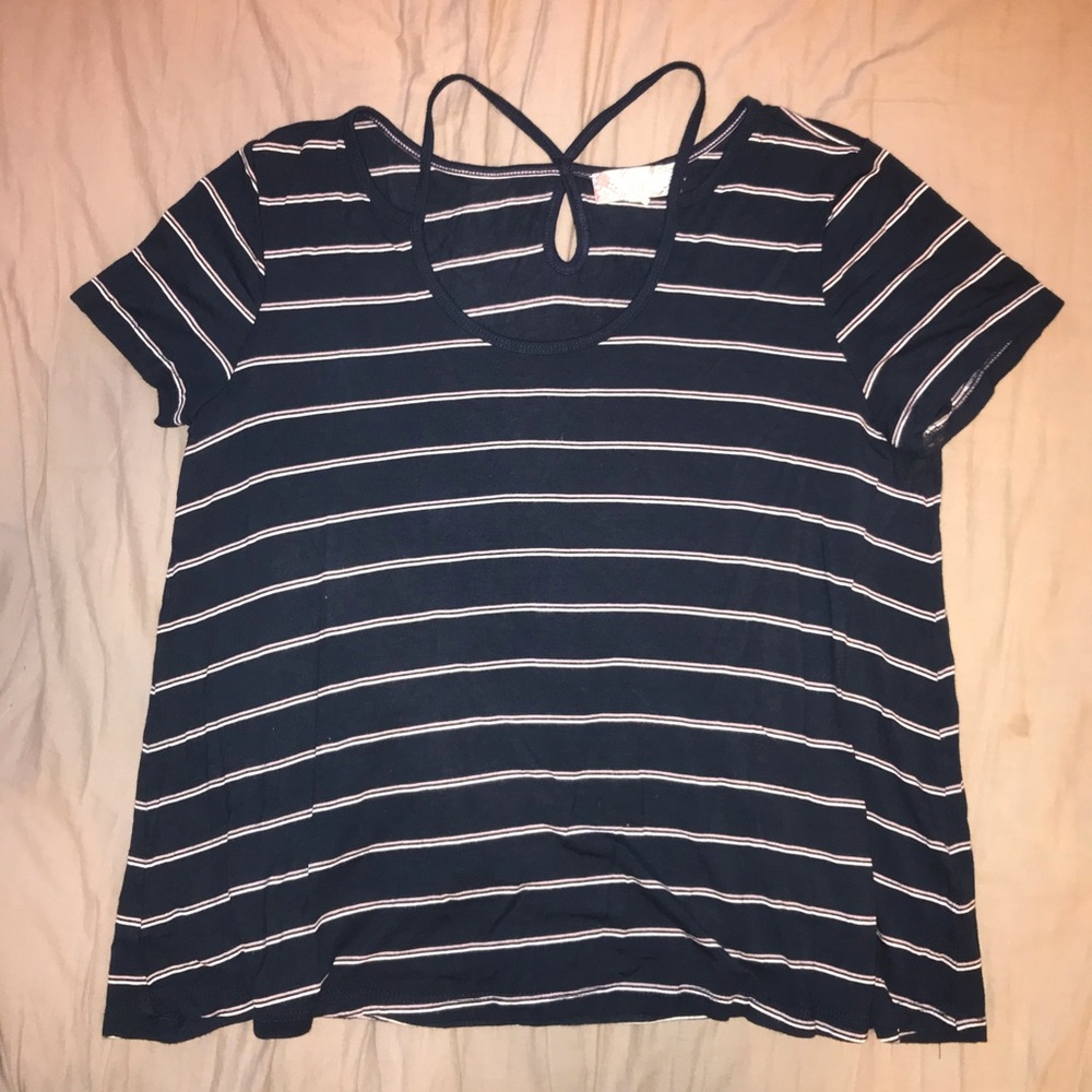 PINK ROSE Stripped T-shirt